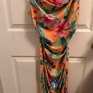 Floral Print Orange Dress